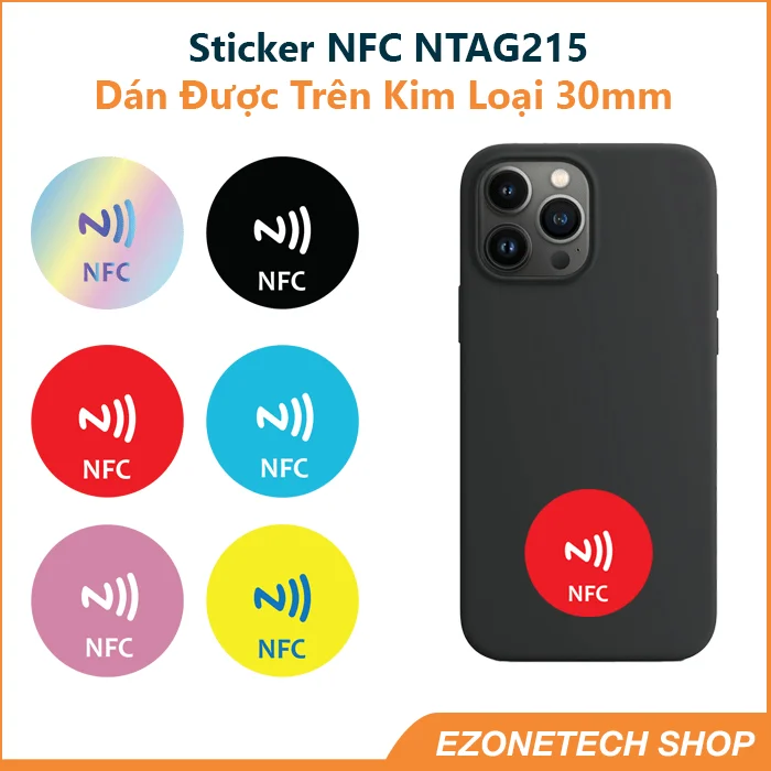 Sticker NFC NTag215 Kích Thước 30mm Dán Được Trên Kim Loại 1 Sticker NFC NTag215 Kích Thước 30mm Dán Được Trên Kim Loại