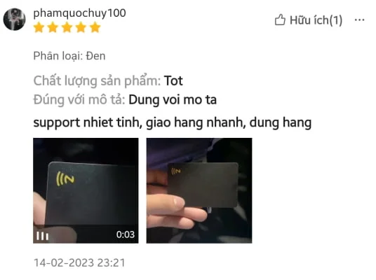 Đánh giá của khách hàng về danh thiếp thông minh NFC EZoneTech, số 4