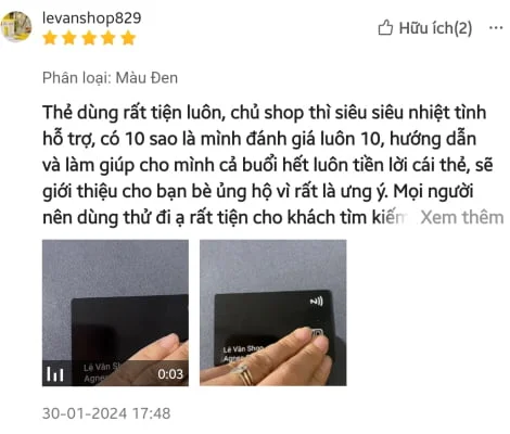 Đánh giá của khách hàng về danh thiếp thông minh NFC EZoneTech, số 8