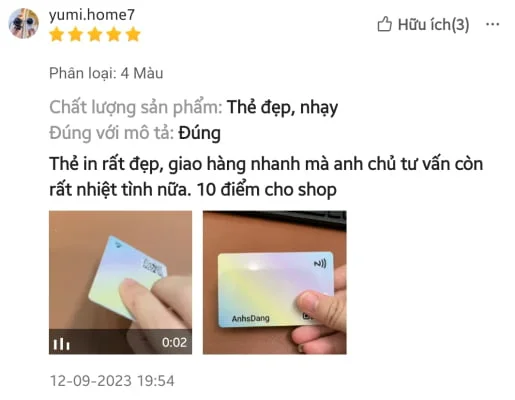 Đánh giá của khách hàng về danh thiếp thông minh NFC EZoneTech, số 13