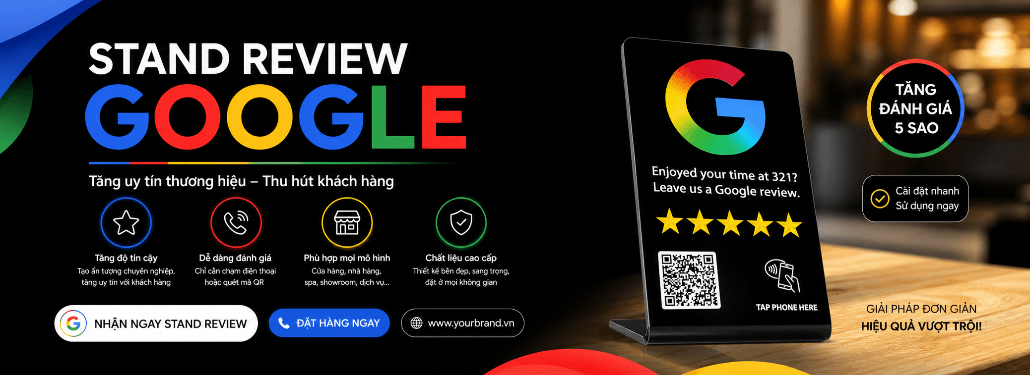 thẻ review google để bàn